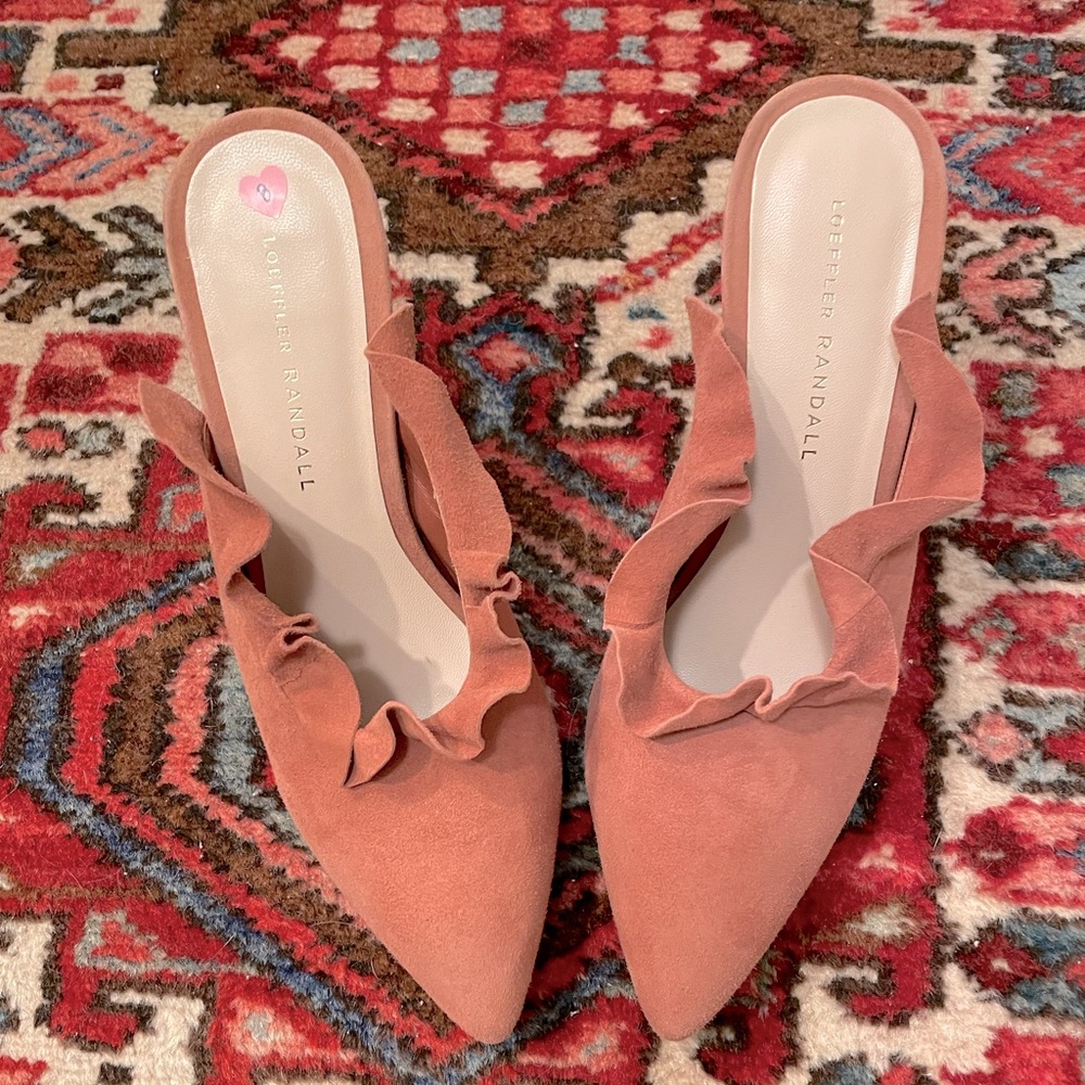 Loeffler Randall Suede Ruffle Mules